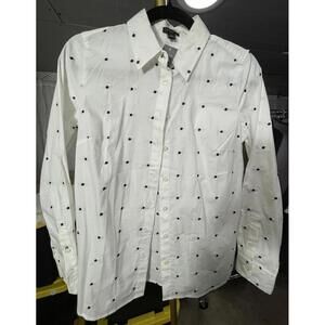 NWT Ann Taylor Women’s Polka Dot Button-Up Top Sz 6P Quiet Luxury Career Classic